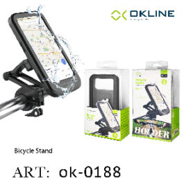 ART.OK-0188 OKLINE SUPPORTO IMPERMEABILE DEL TELEFONO MOTOCICLO E BICICLETTA NERO