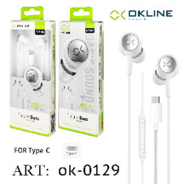 ART.OK-0129 OKLINE FUTURE BASS AURICOLARE A FILO INTRECCIATO TYPE C BIANCO