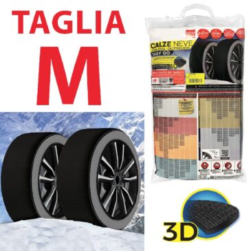 CALZE DA NEVE OMOLOGATE PER AUTO TAGLIA M MODELLO EASY GO IN TESSUTO 3D