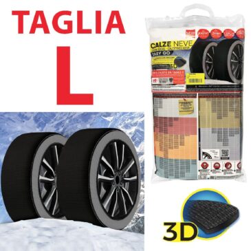 CALZE DA NEVE OMOLOGATE PER AUTO TAGLIA L MODELLO EASY GO IN TESSUTO 3D