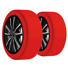 Calze da neve per auto “Active series” misura XL, rosse (omologate EN 16662-1)